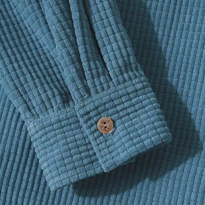 Jack Ribbed Relaxed Fit Overshirt | Hooded Button Front Overshirt