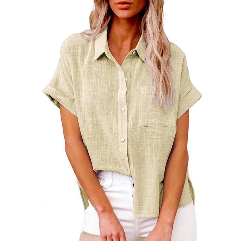 Ilaria Blouse | Elegant Short Sleeve Button-Up Top