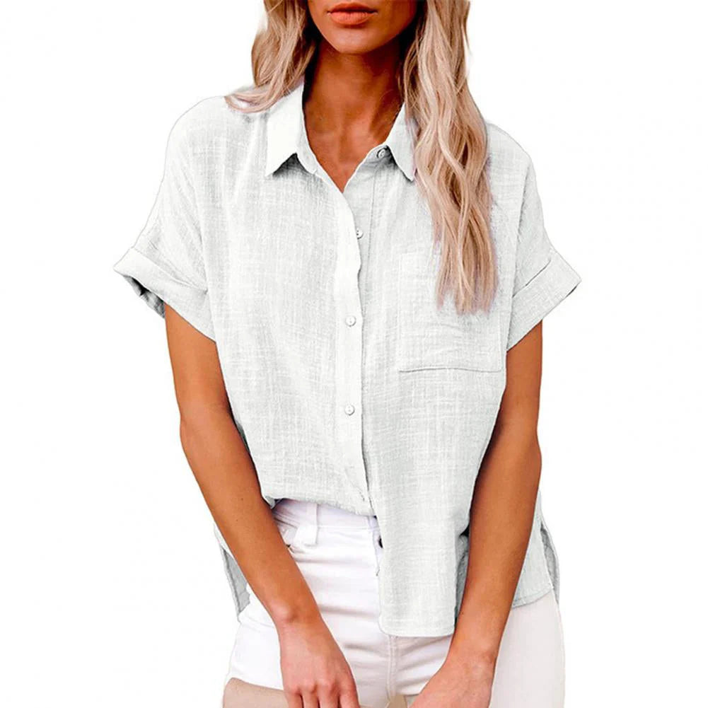 Ilaria Blouse | Elegant Short Sleeve Button-Up Top