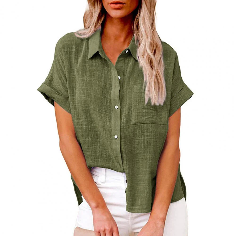 Ilaria Blouse | Elegant Short Sleeve Button-Up Top