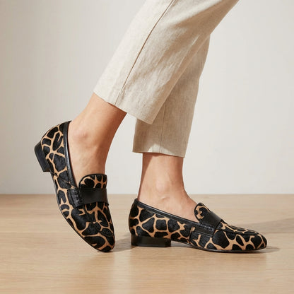 Isla Low-Cut Loafers | Animal Print Strap Trim Loafers