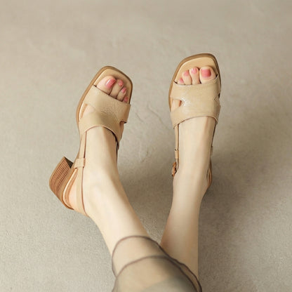 Isla Block Heel Sandals | Open Toe Slingback Strap Sandals