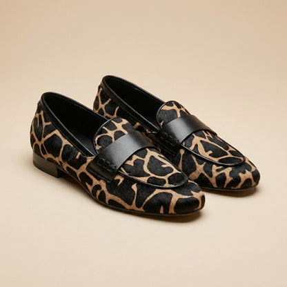 Isla Low-Cut Loafers | Animal Print Strap Trim Loafers