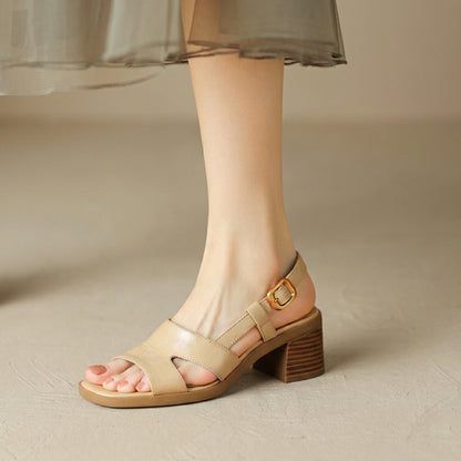Isla Block Heel Sandals | Open Toe Slingback Strap Sandals