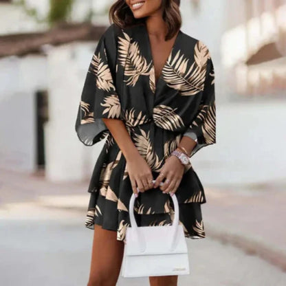 Isa Dress | Summer Batwing Sleeves V-Neck Mini Dress