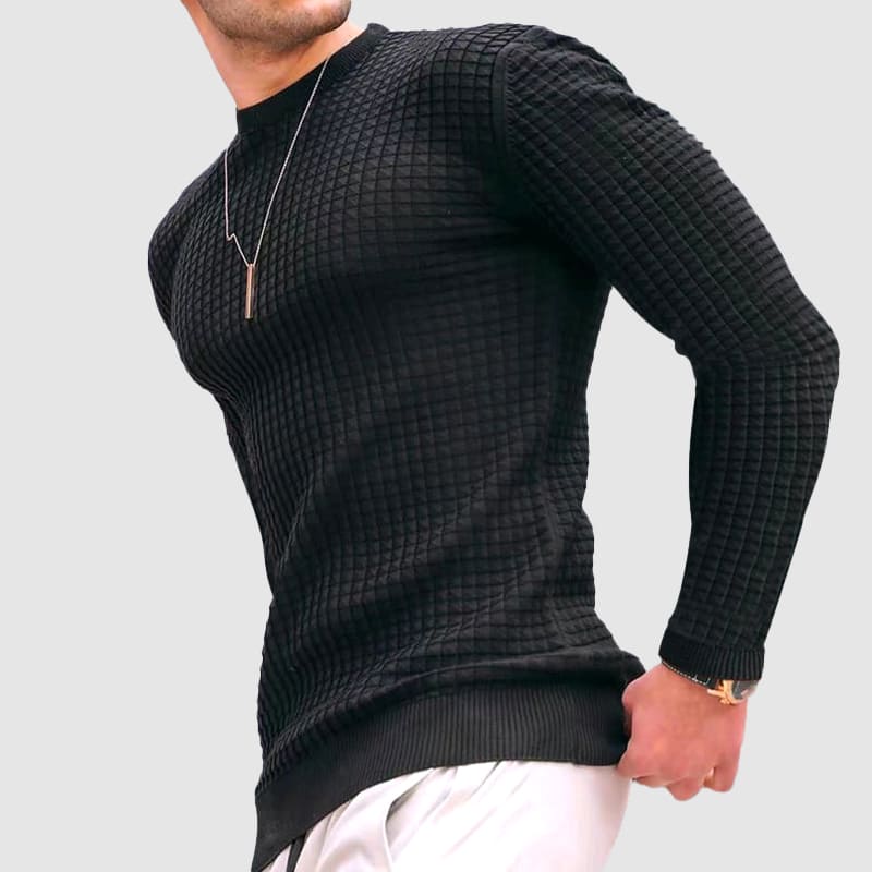 Thomas Cotton Slim Fit Sweater | Quilted Ribbed Sweater