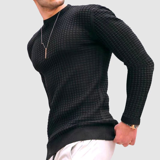 Thomas Cotton Slim Fit Sweater | Quilted Ribbed Sweater