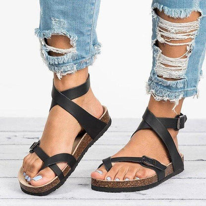 Jamila Sandals | Faux Leather Buckle Sandals