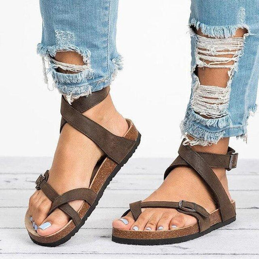 Jamila Sandals | Faux Leather Buckle Sandals