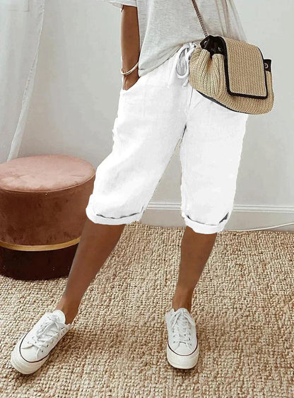 Jannah Pants | Loose Fit Linen Capri Pants