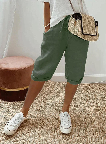 Jannah Pants | Loose Fit Linen Capri Pants