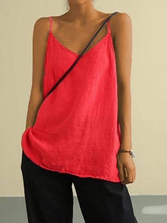 Jannat Top | Spaghetti Strap Summer Linen Top