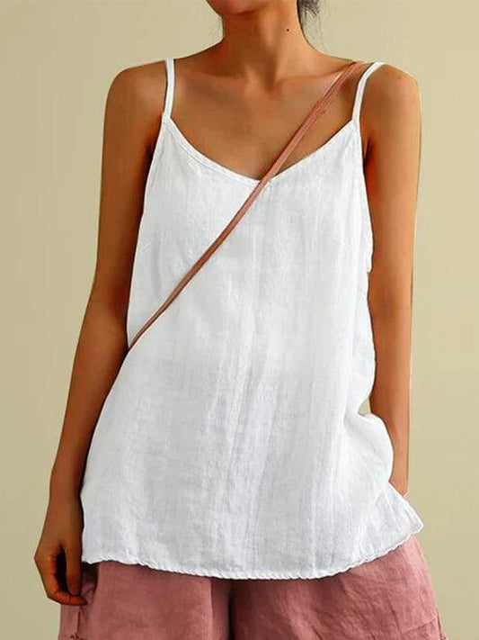 Jannat Top | Spaghetti Strap Summer Linen Top