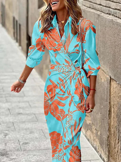 Jasmine Dress | Printed Waist-Cinching Shirt Dress