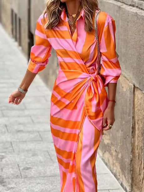 Jasmine Dress | Printed Waist-Cinching Shirt Dress