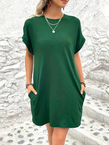Jiya Dress | Short Sleeve Round Neck Dress with Pockets