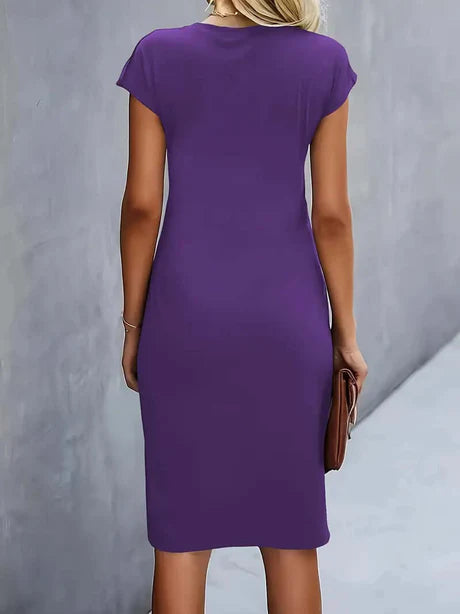 Joanna Dress | Solid Color Round Neck Bodycon Dress