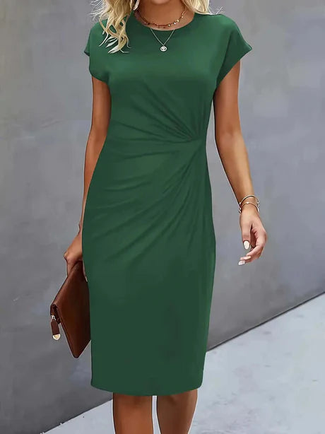 Joanna Dress | Solid Color Round Neck Bodycon Dress