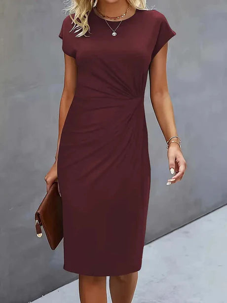 Joanna Dress | Solid Color Round Neck Bodycon Dress