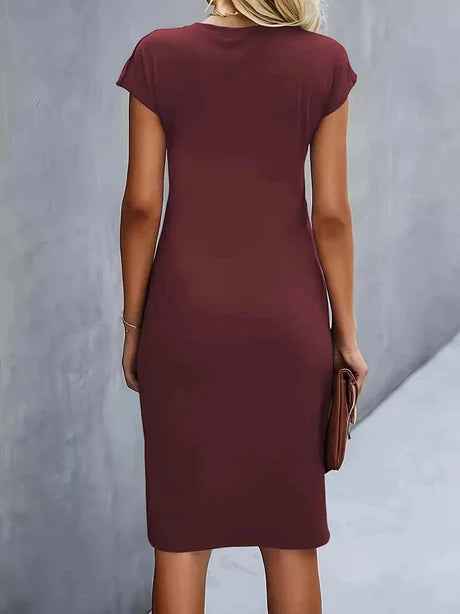 Joanna Dress | Solid Color Round Neck Bodycon Dress
