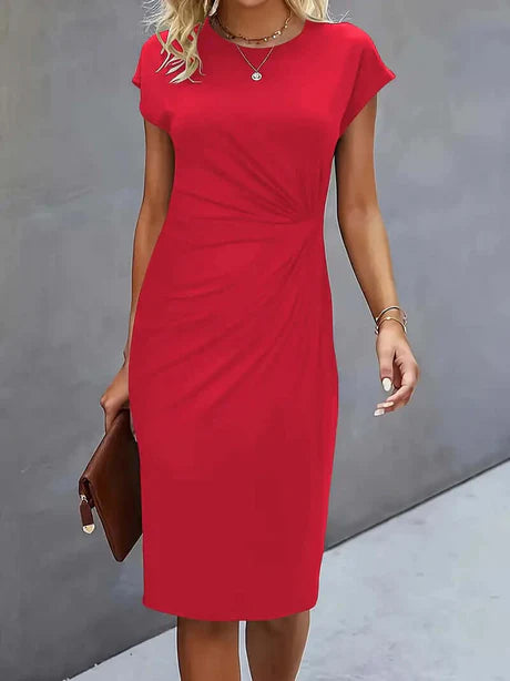 Joanna Dress | Solid Color Round Neck Bodycon Dress