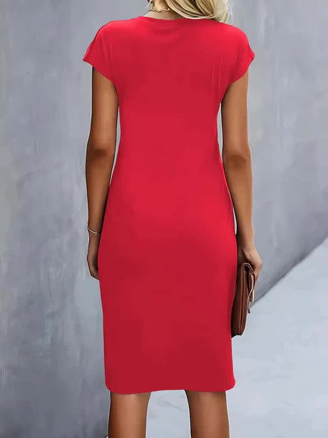 Joanna Dress | Solid Color Round Neck Bodycon Dress