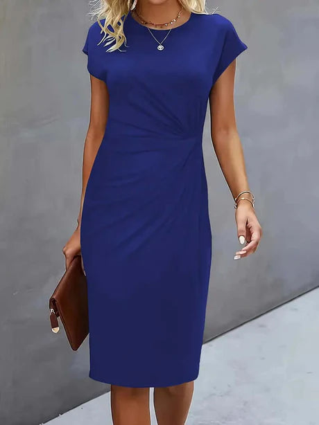 Joanna Dress | Solid Color Round Neck Bodycon Dress