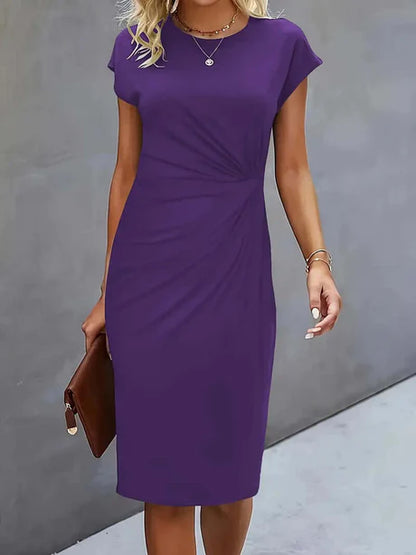 Joanna Dress | Solid Color Round Neck Bodycon Dress