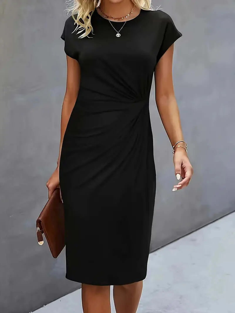 Joanna Dress | Solid Color Round Neck Bodycon Dress