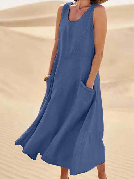 Josephine Dress | Sleeveless Cotton Linen Summer Dress