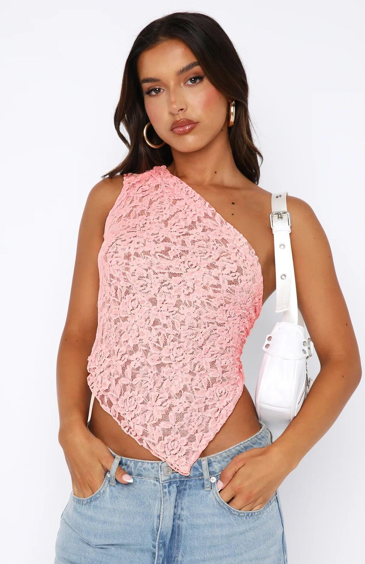 Judy Top | Open Back One-Shoulder Lace Top