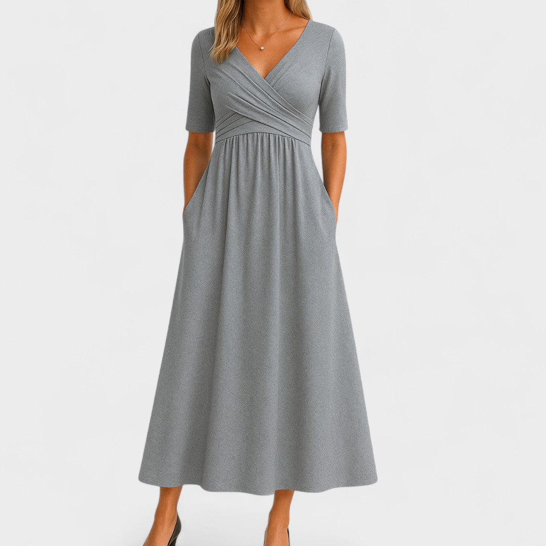Vittoria A-Line Dress | Wrap Front Gathered Waist Dress