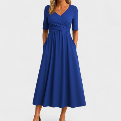 Vittoria A-Line Dress | Wrap Front Gathered Waist Dress