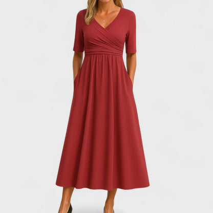 Vittoria A-Line Dress | Wrap Front Gathered Waist Dress