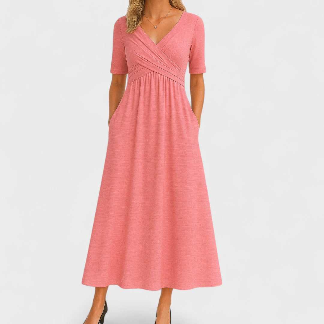 Vittoria A-Line Dress | Wrap Front Gathered Waist Dress
