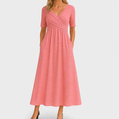 Vittoria A-Line Dress | Wrap Front Gathered Waist Dress