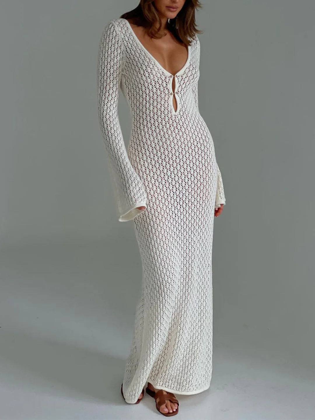 Karly Dress | Crochet Bell Sleeve Summer Maxi Dress