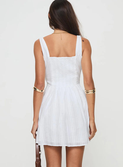 Kate Dress | White Cotton Fitted Mini Dress
