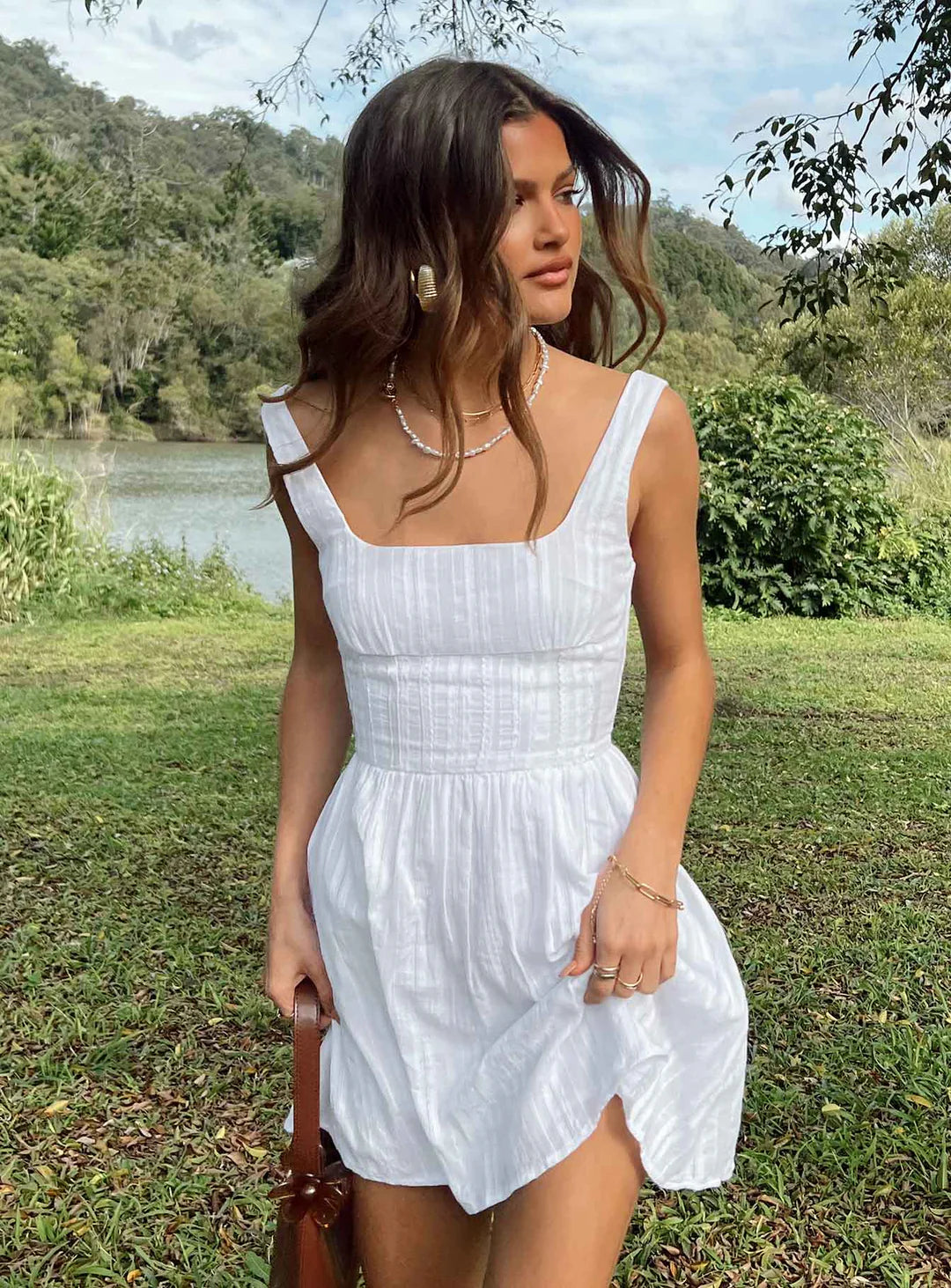 Kate Dress | White Cotton Fitted Mini Dress