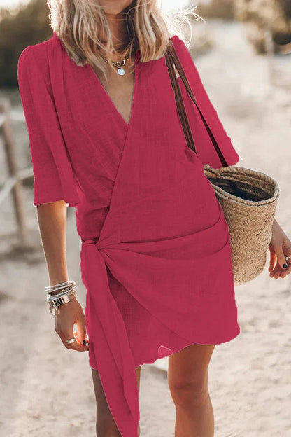 Katherine Dress | Knotted Wrap Mini Dress