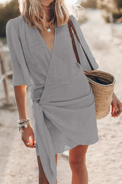 Katherine Dress | Knotted Wrap Mini Dress