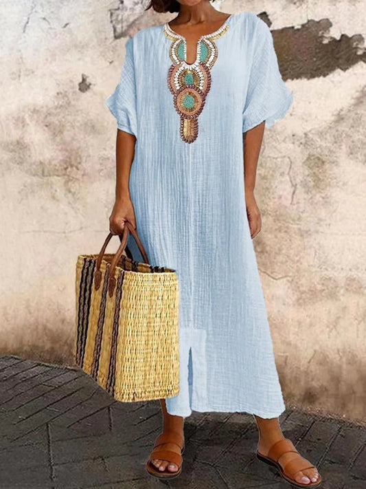Kaylin Dress | Summer Bohemian Embroidered Maxi Dress
