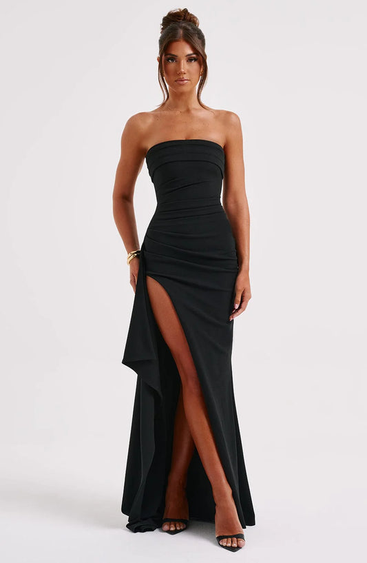 Kelly Dress | Strapless High Slit Evening Dress
