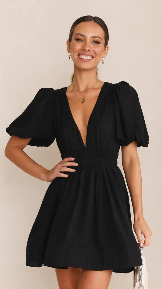 Kenley Dress | Short Puff Sleeves Mini Dress
