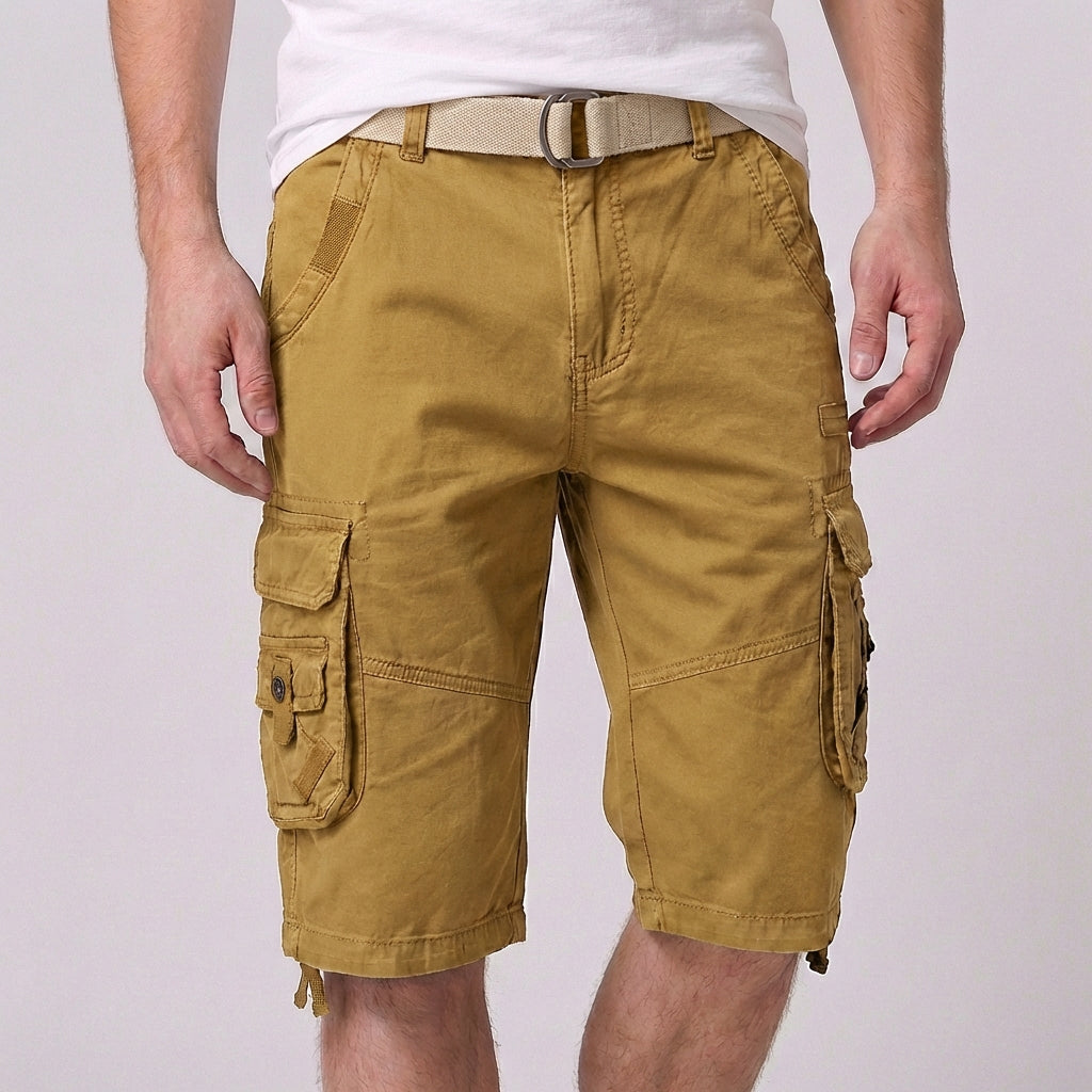 Theodore Relaxed Fit Cargo Shorts | Cargo Pockets Belted Cargo Shorts