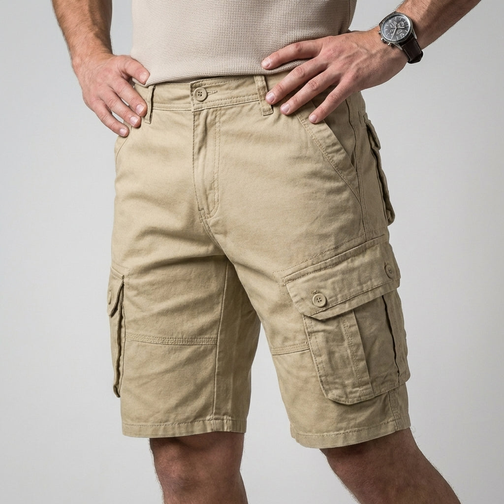 Theodore Relaxed Fit Cargo Shorts | Cargo Pockets Knee-Length Shorts