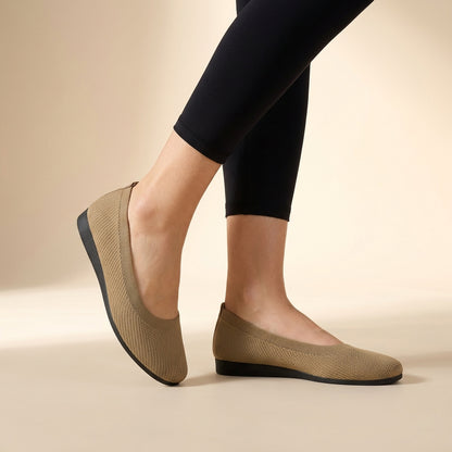 Sienna Mesh Ribbed Trim Ballet Flats | Slip-On Ballet Flats