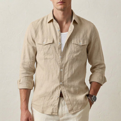 Leo Relaxed Fit Button-Down Shirt | Solid Long Sleeve Shirt