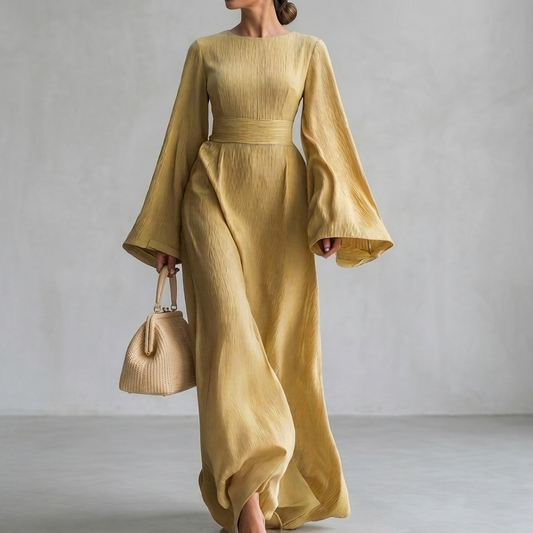 Isabella Flowy Maxi Dress | Square Neck Bell Sleeve Dress