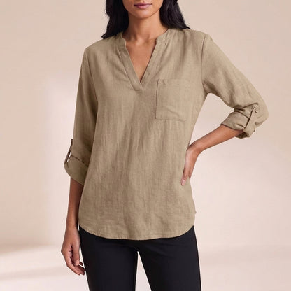 Isla Relaxed Fit Blouse | V-Neck 3/4 Sleeve Blouse